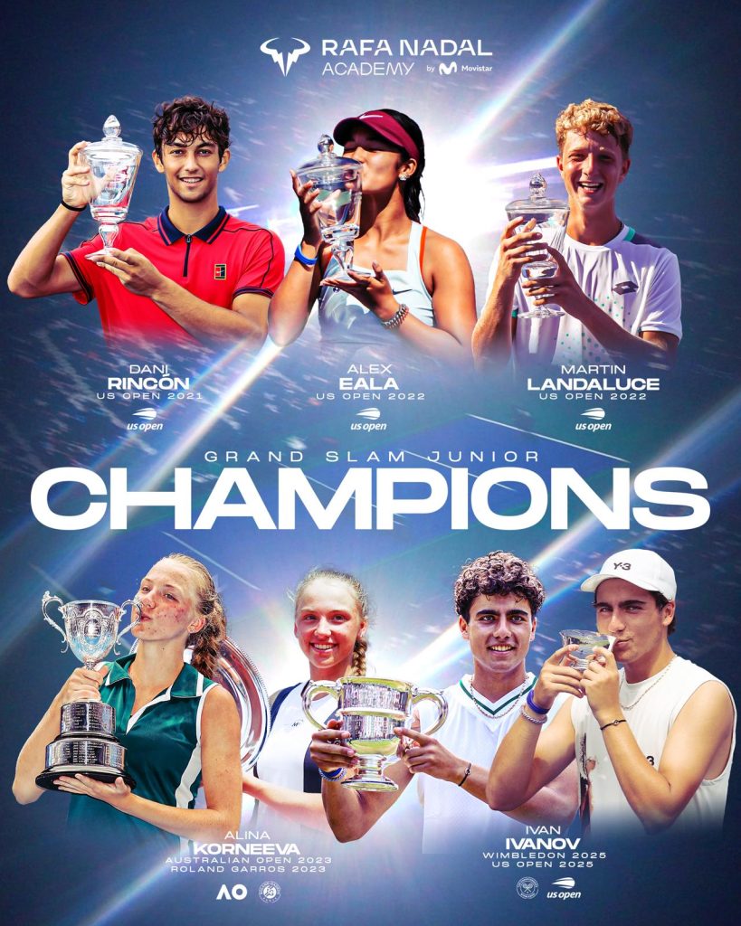 Todos los campeones de Grand Slam Júnior formados en la Rafa Nadal Academy